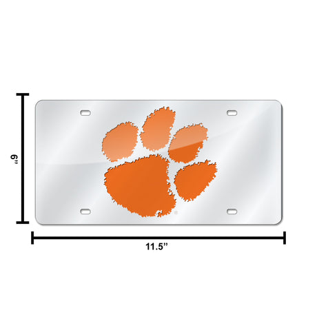 NCAA Clemson Tigers Silver Laser Cut Automobile Tag Fan Gear NCAA Clemson Tigers