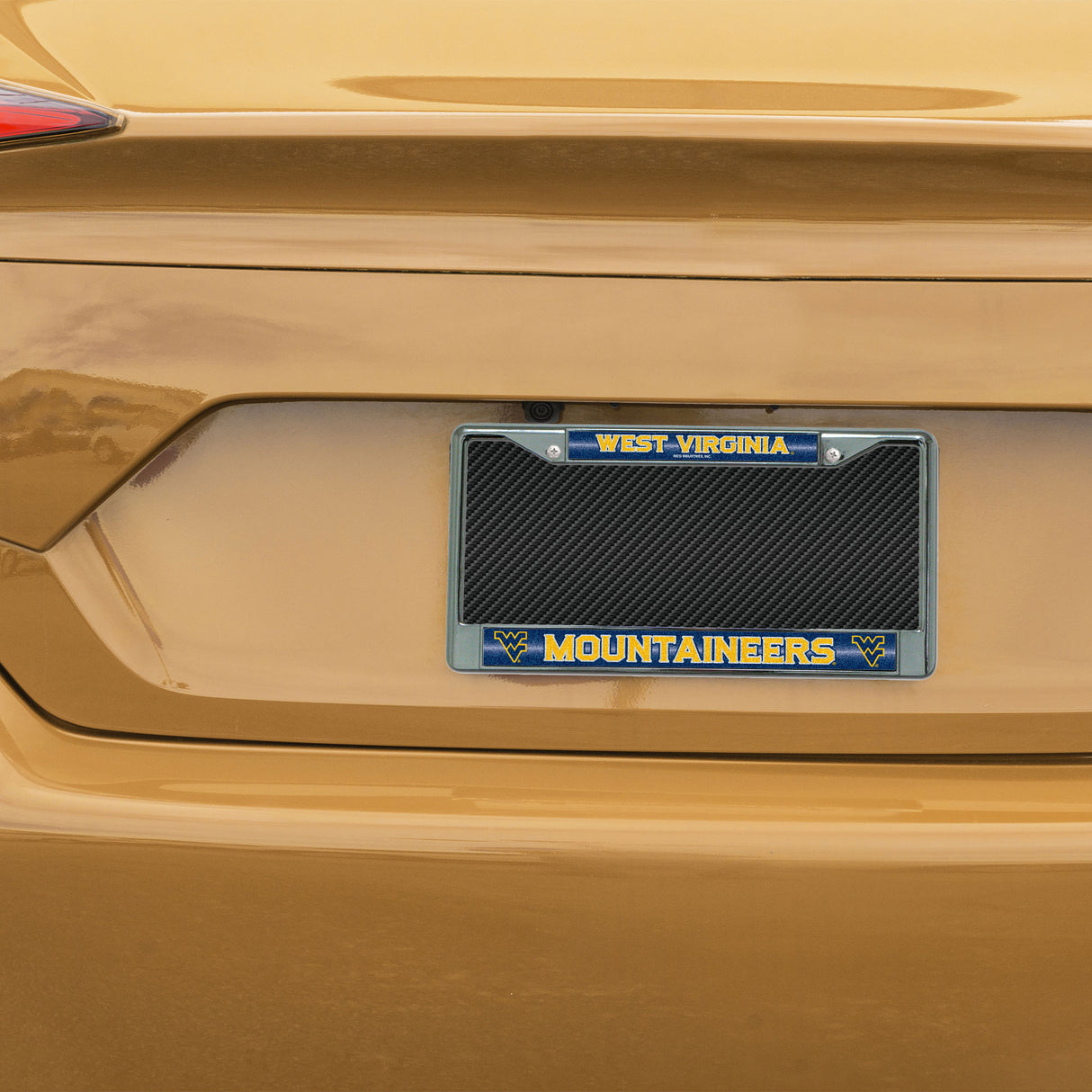 NCAA West Virginia Mountaineers Chrome Glitter License Plate Frame Fan Gear NCAA West Virginia Mountaineers