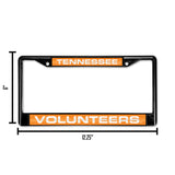 NCAA Tennessee Volunteers Laser Cut Black Chrome License Plate Frame Fan Gear NCAA Tennessee Volunteers