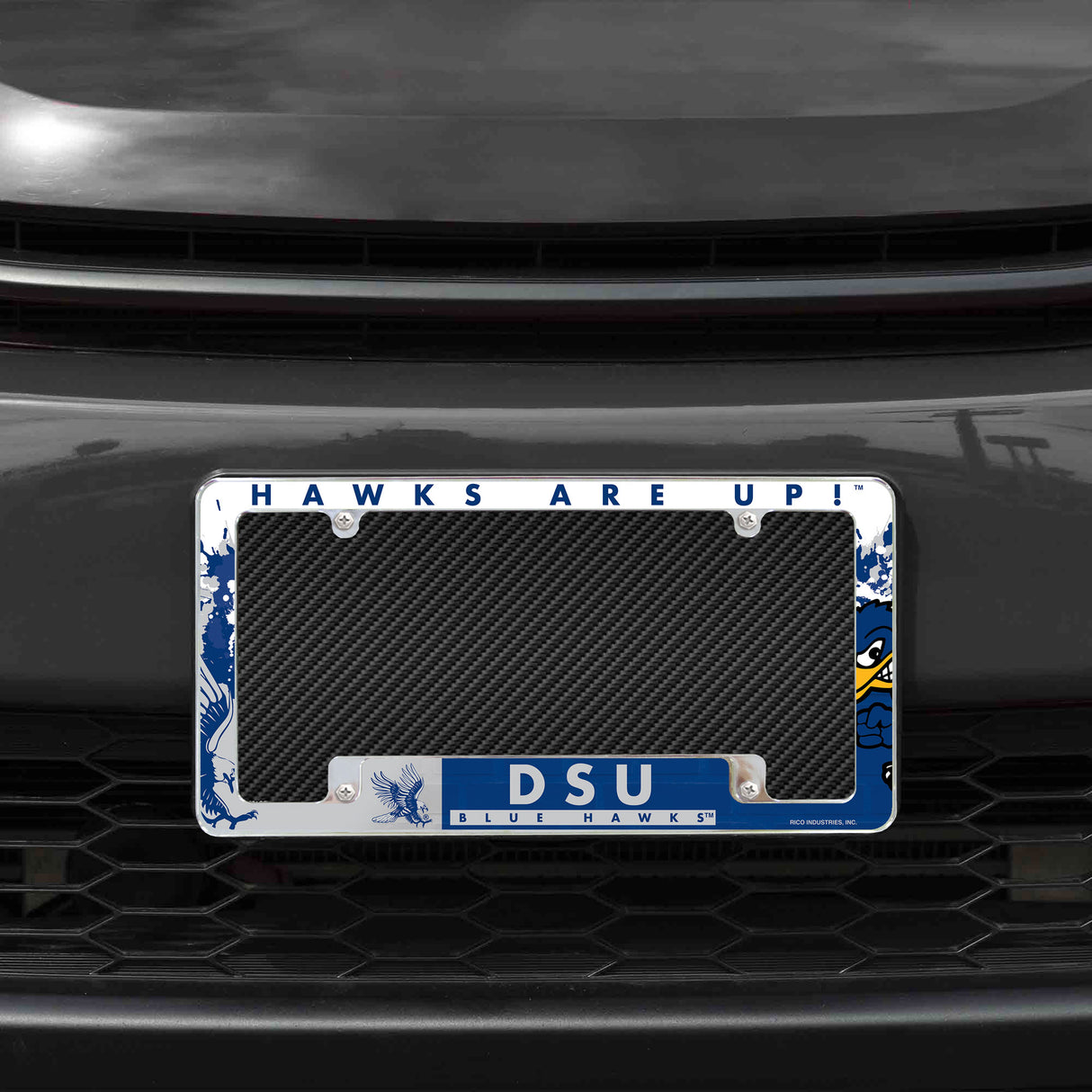 NCAA Dickinson State Blue Hawks All Over Chrome Frame Fan Gear NCAA Dickinson State Blue Hawks