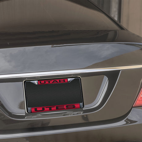 NCAA Utah Utes Laser Cut Black Chrome License Plate Frame Fan Gear NCAA Utah Utes