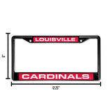 NCAA Louisville Cardinals Laser Cut Black Chrome License Plate Frame Fan Gear NCAA Louisville Cardinals