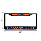 NCAA Virginia Cavaliers Laser Cut Black Chrome License Plate Frame Fan Gear NCAA Virginia Cavaliers