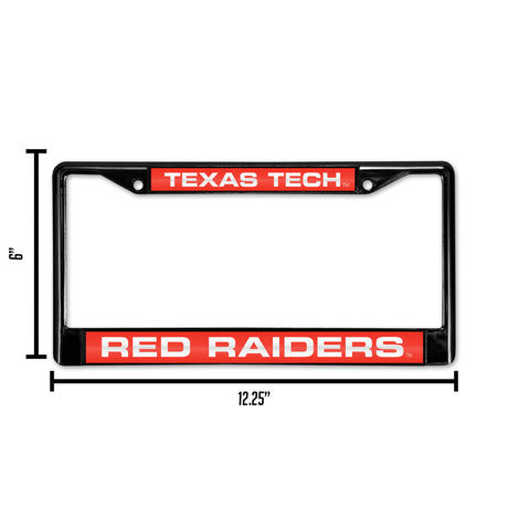 NCAA Texas Tech Red Raiders Laser Cut Black Chrome License Plate Frame Fan Gear NCAA Texas Tech Red Raiders