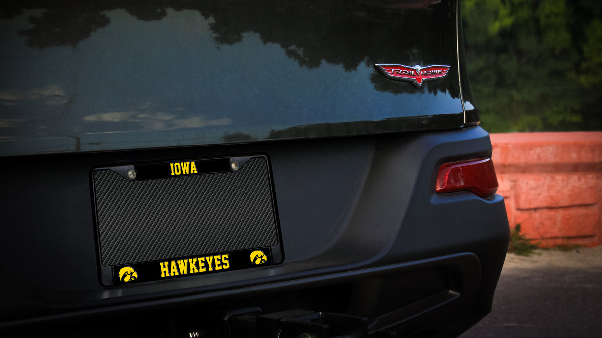 NCAA Iowa Hawkeyes Black Chrome License Plate Frame Fan Gear NCAA Iowa Hawkeyes
