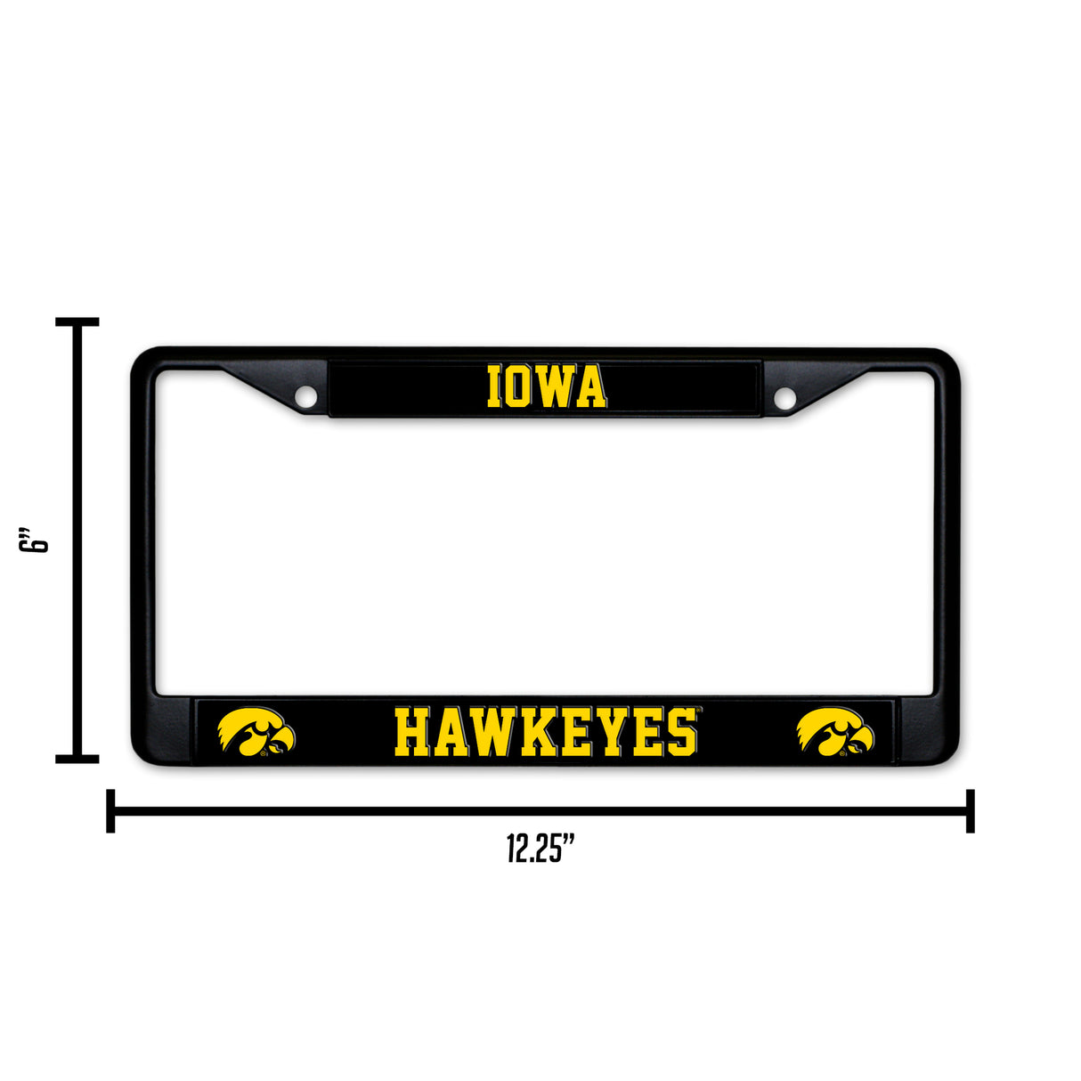 NCAA Iowa Hawkeyes Black Chrome License Plate Frame Fan Gear NCAA Iowa Hawkeyes