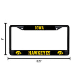 NCAA Iowa Hawkeyes Black Chrome License Plate Frame Fan Gear NCAA Iowa Hawkeyes