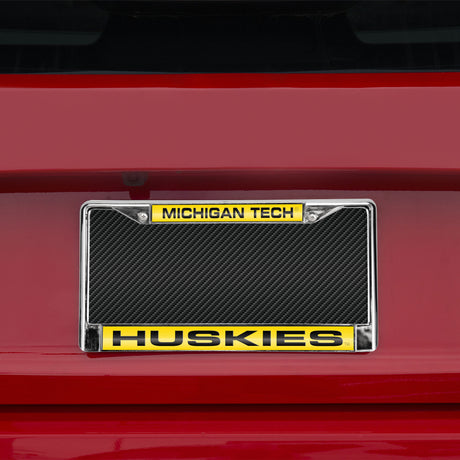 NCAA Michigan Tech Huskies Laser Cut Chrome License Plate Frame Fan Gear NCAA Michigan Tech Huskies