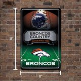 NFL Denver Broncos Large Metal Sign Fan Gear NFL Denver Broncos