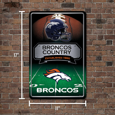 NFL Denver Broncos Large Metal Sign Fan Gear NFL Denver Broncos