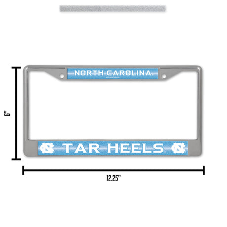 NCAA North Carolina Tar Heels Chrome Glitter License Plate Frame Fan Gear NCAA North Carolina Tar Heels
