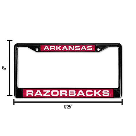 NCAA Arkansas Razorbacks Laser Cut Black Chrome License Plate Frame Fan Gear NCAA Arkansas Razorbacks