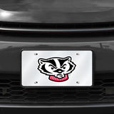 NCAA Wisconsin Badgers Silver Laser Cut Automobile Tag Fan Gear NCAA Wisconsin Badgers