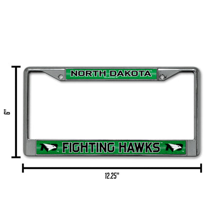 NCAA North Dakota Fighting Hawks Chrome Glitter License Plate Frame Fan Gear NCAA North Dakota Fighting Hawks