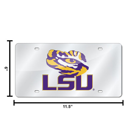 NCAA LSU Tigers Silver Laser Cut Automobile Tag Fan Gear NCAA LSU Tigers