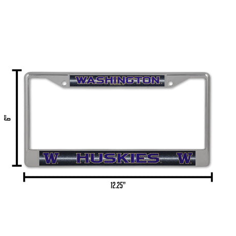 NCAA Washington Huskies License Frame Chrome Glitter Fan Gear NCAA Washington Huskies