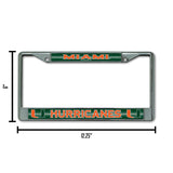 NCAA Miami Hurricanes - The U License Frame Chrome Glitter Fan Gear NCAA Miami Hurricanes