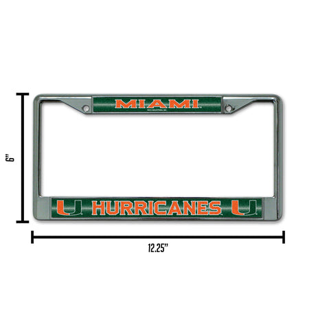 NCAA Miami Hurricanes - The U License Frame Chrome Glitter Fan Gear NCAA Miami Hurricanes