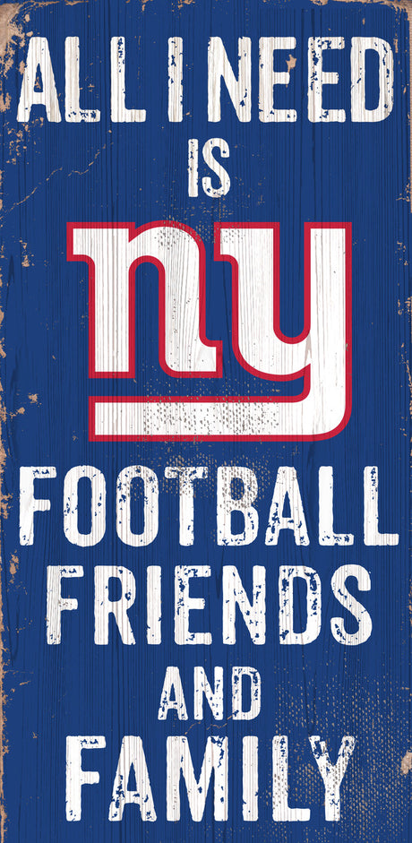 Fan Creations New York Giants Football Friends and Family Wood Sign 6x12 Fan Gear NFL New York Giants