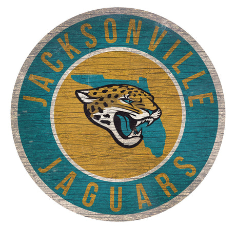 Fan Creations Jacksonville Jaguars 12 Inch Round State Design Wood Sign Fan Gear NFL Jacksonville Jaguars