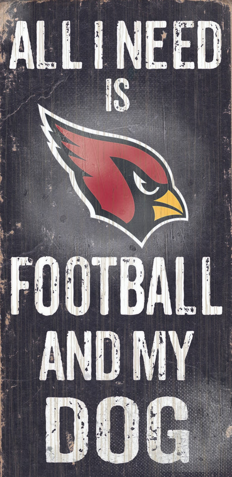 Fan Creations Arizona Cardinals Football and Dog Wood Sign 6"x12" Fan Gear NFL Arizona Cardinals