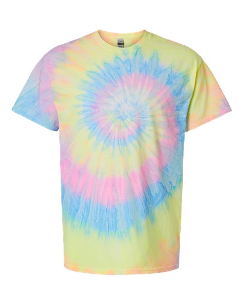 Dyenomite Men's Multi-Color Spiral Tie-Dyed T-Shirt Dyenomite