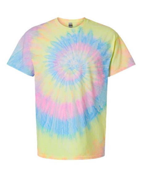 Dyenomite Men's Multi-Color Spiral Tie-Dyed T-Shirt Dyenomite