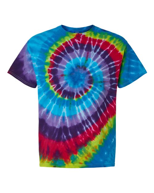 Dyenomite Men's Multi-Color Spiral Tie-Dyed T-Shirt Dyenomite