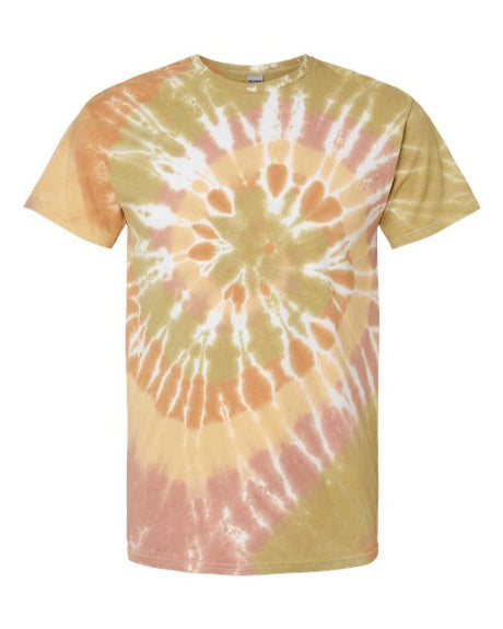 Dyenomite Men's Multi-Color Spiral Tie-Dyed T-Shirt Dyenomite