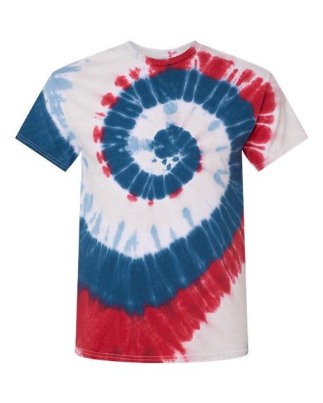 Dyenomite Men's Multi-Color Spiral Tie-Dyed Tee Dyenomite