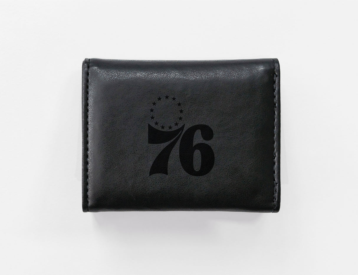 Rico Industries NBA  Philadelphia 76ers  Laser Engraved Faux Leather Trifold Wallet-1