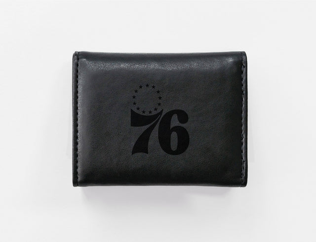 Rico Industries NBA  Philadelphia 76ers  Laser Engraved Faux Leather Trifold Wallet-1
