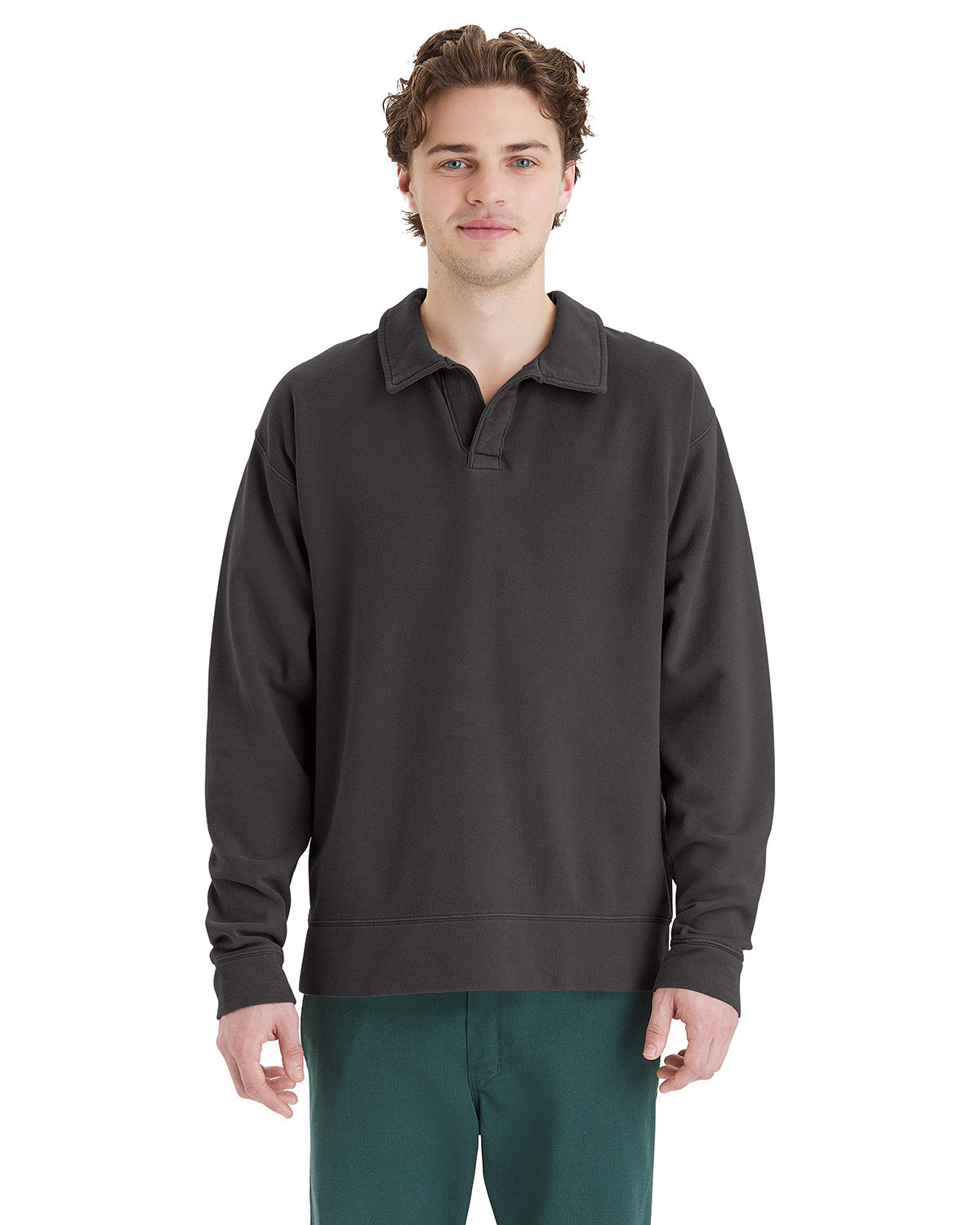 ComfortWash by Hanes Unisex Garment Dye Polo Collar Sweatshirt ComfortWash by Hanes