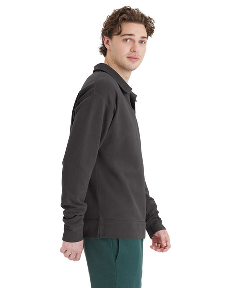 ComfortWash by Hanes Unisex Garment Dye Polo Collar Sweatshirt ComfortWash by Hanes