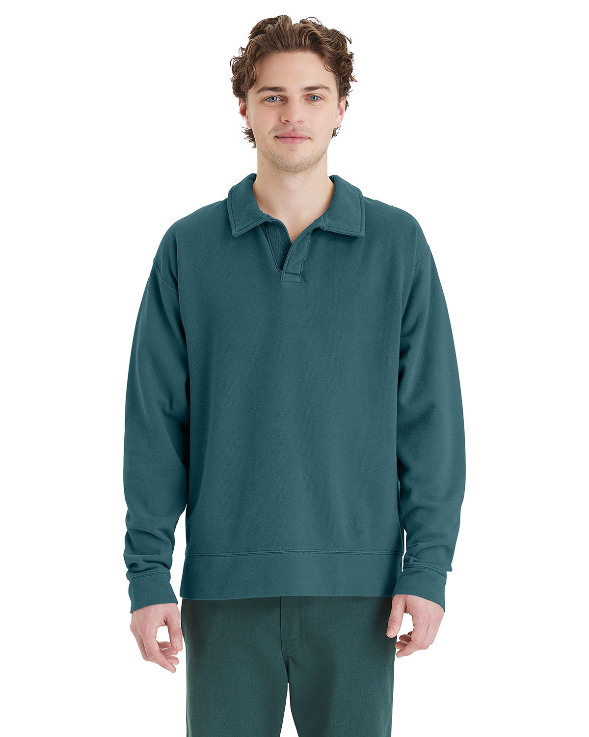 ComfortWash by Hanes Unisex Garment Dye Polo Collar Sweatshirt ComfortWash by Hanes