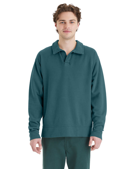 ComfortWash by Hanes Unisex Garment Dye Polo Collar Sweatshirt ComfortWash by Hanes