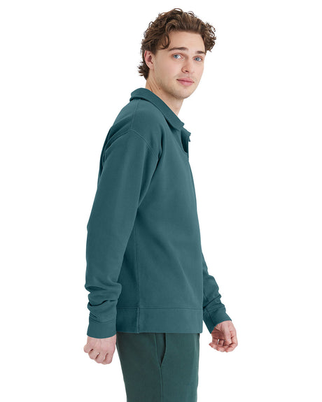 ComfortWash by Hanes Unisex Garment Dye Polo Collar Sweatshirt ComfortWash by Hanes