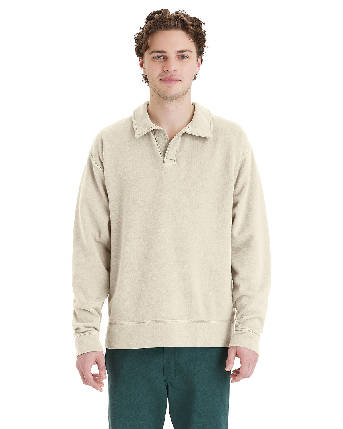 ComfortWash by Hanes Unisex Garment Dye Polo Collar Sweatshirt ComfortWash by Hanes