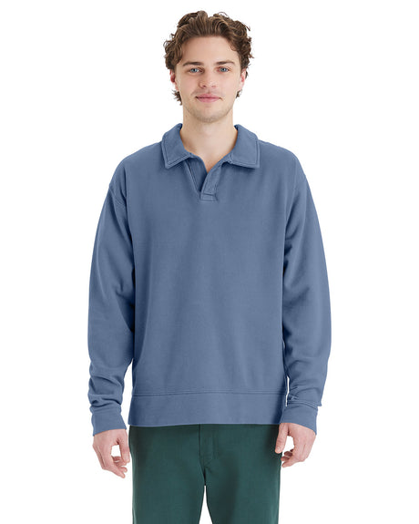ComfortWash by Hanes Unisex Garment Dye Polo Collar Sweatshirt ComfortWash by Hanes