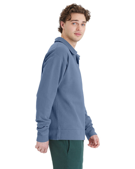 ComfortWash by Hanes Unisex Garment Dye Polo Collar Sweatshirt ComfortWash by Hanes