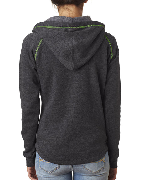 J America Ladies' Triblend Half-Zip Fleece Hood J America