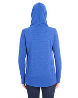 J America Ladies' Omega Stretch Snap-Placket Hooded Sweatshirt J America