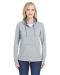 J America Ladies' Omega Stretch Snap-Placket Hooded Sweatshirt J America