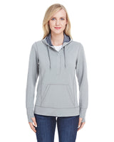 J America Ladies' Omega Stretch Snap-Placket Hooded Sweatshirt J America