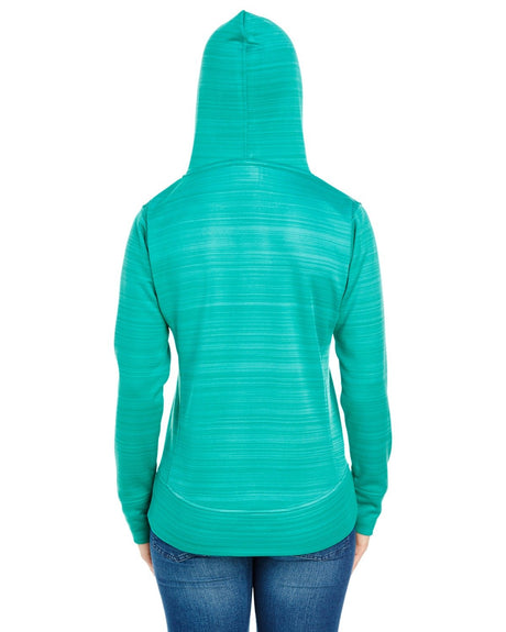 J America Ladies' Odyssey Striped Poly Fleece Lapover Hood J America