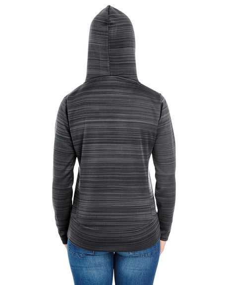J America Ladies' Odyssey Striped Poly Fleece Lapover Hood J America
