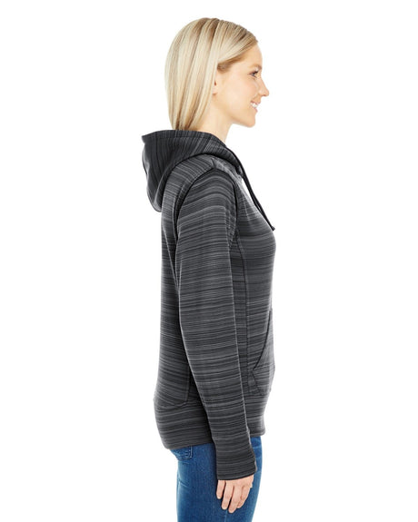 J America Ladies' Odyssey Striped Poly Fleece Lapover Hood J America