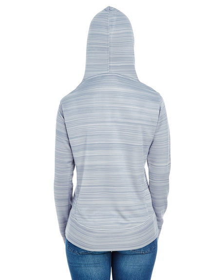 J America Ladies' Odyssey Striped Poly Fleece Lapover Hood J America