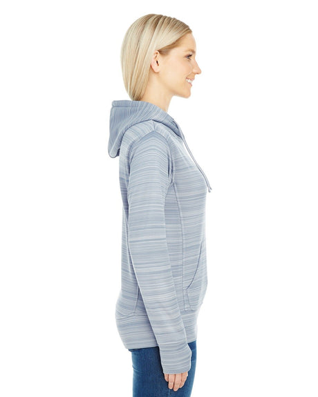 J America Ladies' Odyssey Striped Poly Fleece Lapover Hood J America