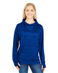 J America Ladies' Odyssey Striped Poly Fleece Lapover Hood J America